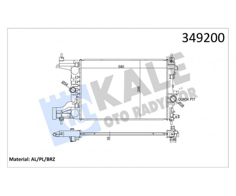 RADYATÖR OTOMATİK ASTRA J-ZAFIRA TOURER C-CRUZE 1.4-1.6 AL/PL/BRZ 580x398x16