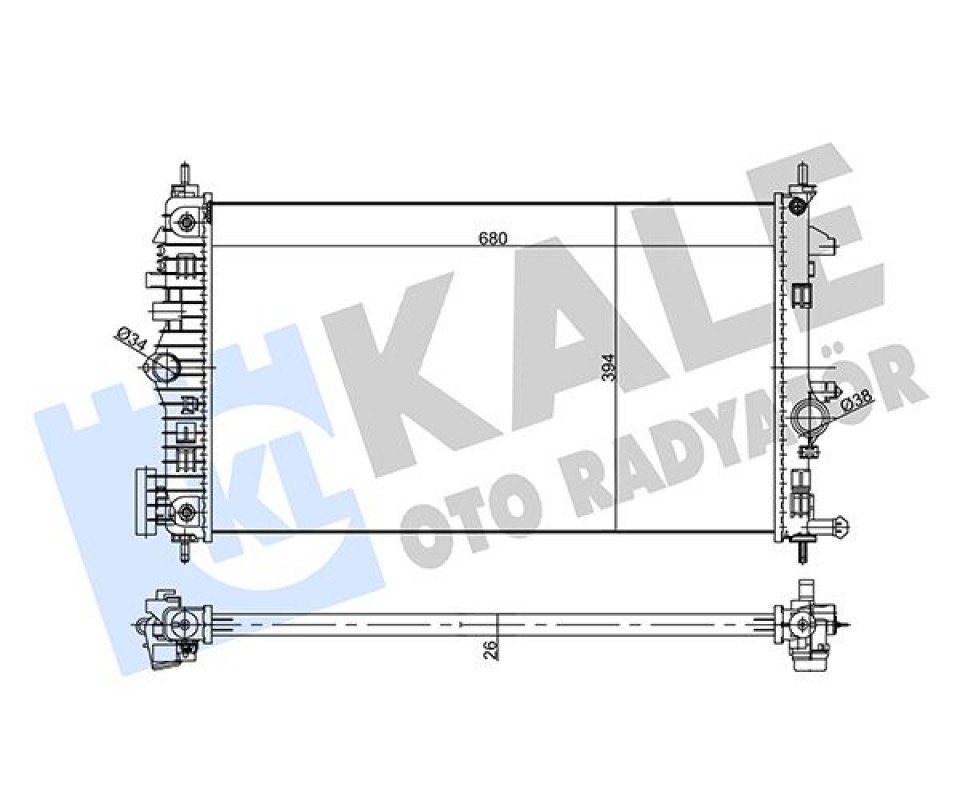 SU RADYATÖRÜ BRAZING OPEL INSIGNIA A 09>17 OTOMATİK 1.6 CDTI - 2.0 CDTI B16DTH-DTJ-B20DTH