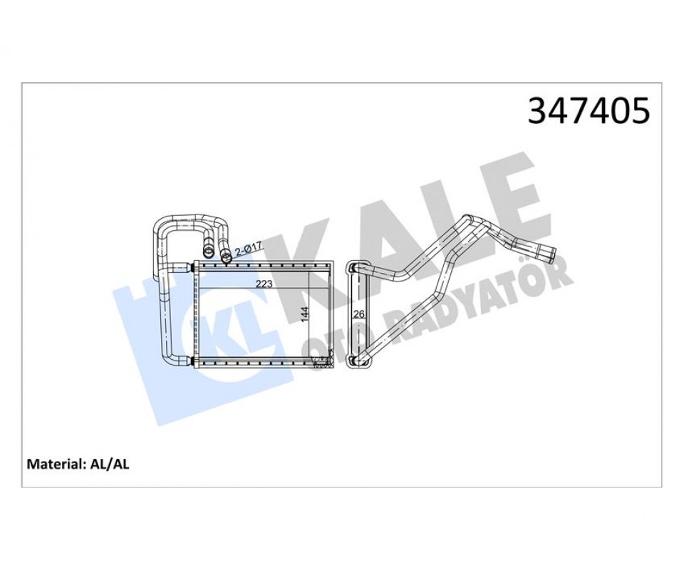 KALORİFER RADYATÖRÜ KIA CERATO 1.5L D4FA CRDİ 05-06 1.6L G4ED benzinli 04-09 2.0L D4EA dizel 04-06 - ALEMİNYUM