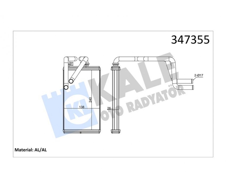 KALORİFER RADYATÖRÜ MITSUBISHI ASX 1.6L 4A92 GA1W 4x2 10-> / OUTLANDER 2.0L 4B11 CW4W turbo 4x4 07-1 2 / LANCER 1.6L 4A92 CY1A 10-> 1.5L 4A91 CY2A 08> / PEUGEOT 4007-4008