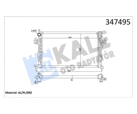 SU RADYATÖRÜ OPEL CORSA C-COMBO-TIGRA 1.3 1.7 CDTI 03 > MT AC BRAZING 600x348x26 13100381-24466780-93177424-93177593