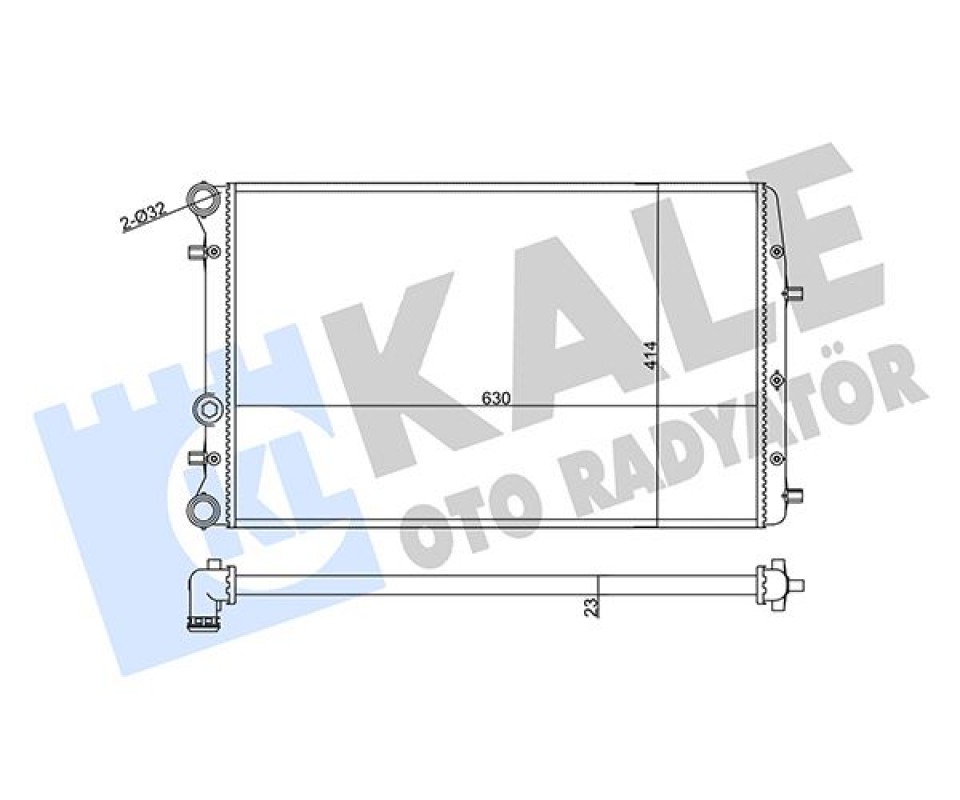 SU RADYATÖRÜ VW POLO 02 >SEAT CORDOBA-IBIZA III 02 >SKODA FABIA 99 > 1.2 1.4 1.6 16V 1.9TDI MT AC NAC MEKANİK 630x414x23 6Q0121253Q-6QE121253A