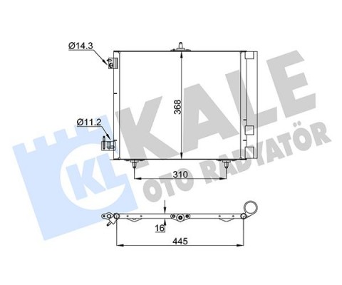 KONDENSER P207-P208-P1007-P2008 05 >-C2-C3-C3 II 03>DS 3 14> 1.4 1.6HDI KURUTUCU İLE AL/AL 420X371X1 6