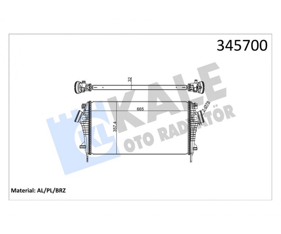 TURBO RADYATÖRÜ INTERCOOLER INSIGNIA A 09>17 1.6 CDTI LET-DTH-DTJ 2.0 DTH-NFT-NHT-DTR AL/PL/BRZ 2.8 NET-NER 665x361.7x32
