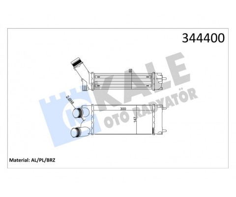 TURBO RADYATÖRÜ INTERCOOLER PARTNER 08>BERLINGO 08> 1.6 HDI AL/PL/BRZ 300x147x76