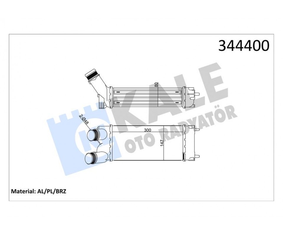 TURBO RADYATÖRÜ INTERCOOLER PARTNER 08>BERLINGO 08> 1.6 HDI AL/PL/BRZ 300x147x76