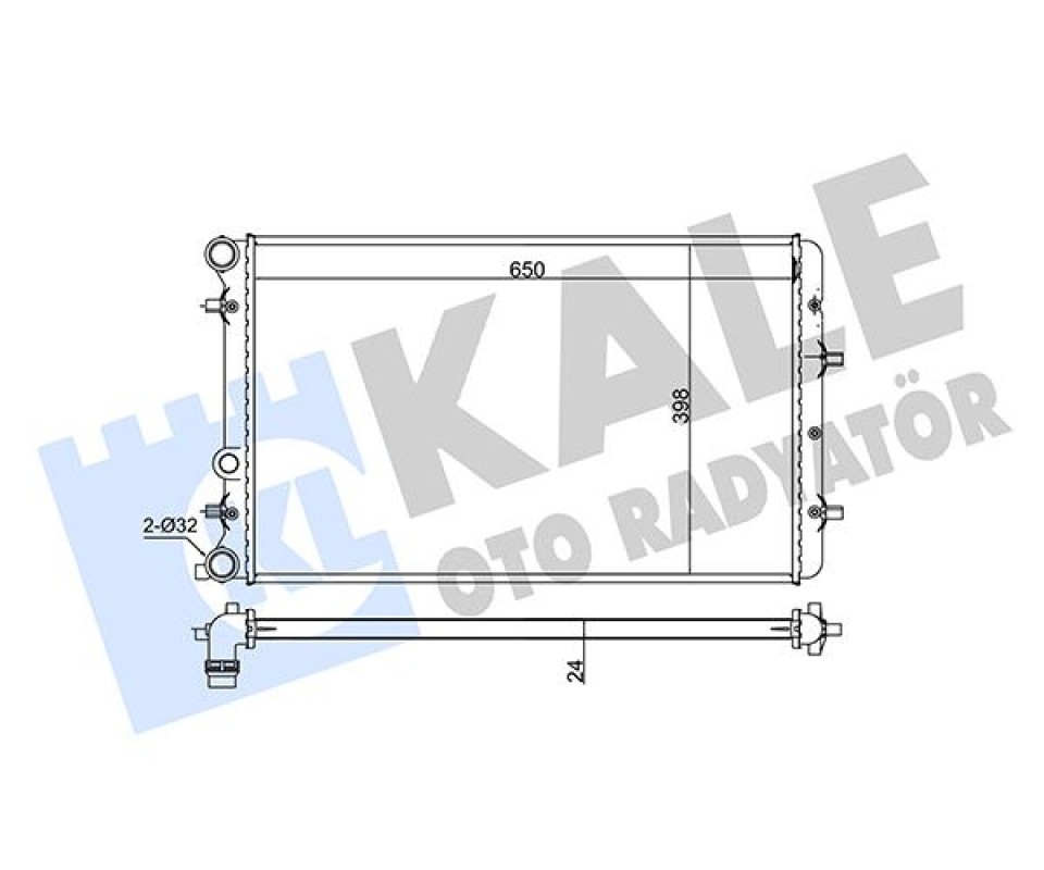 SU RADYATÖRÜ VW POLO 02 >SEAT CORDOBA-IBIZA III 02 >SKODA FABIA 99 > 1.2 1.4 1.6 16V 1.4 1.9TDI MT AC NAC BRAZING 630x398x22 6Q0121253Q-6QE121253A