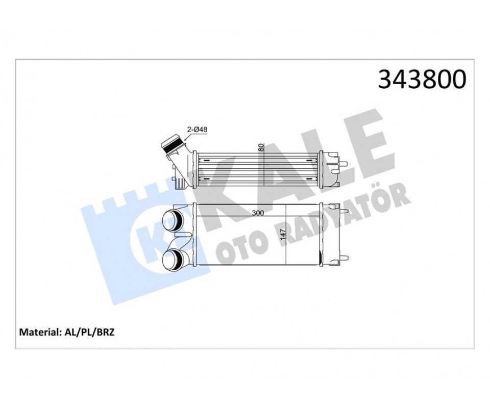 TURBO RADYATÖRÜ INTERCOOLER BERLINGO 04>C4 04>P308 07>PARTNER 04>1.6HDI AL/PL/BRZ 300x147x76