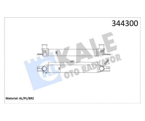 TURBO RADYATÖRÜ INTERCOLLER NEMO-BIPPER-FIORINO 1.3JTD-BIPPER-NEMO 1.4HDI 540x82x64 AL-PL-BRZ