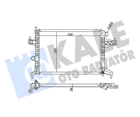 SU RADYATÖRÜ OPEL CORSA C 1.4 1.8 00 >COMBO 1.6 1.6CNG 01 >TIGRA 1.8 04 > MT AC NAC BRAZING 538x358x26 95513833-9196689