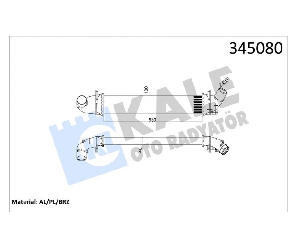 TURBO RADYATÖRÜ INTERCOOLER DACIA LOGAN 04 > SANDERO 08 > 1.5 DCİ 654X113X108 MEK. AL/PL/BRZ