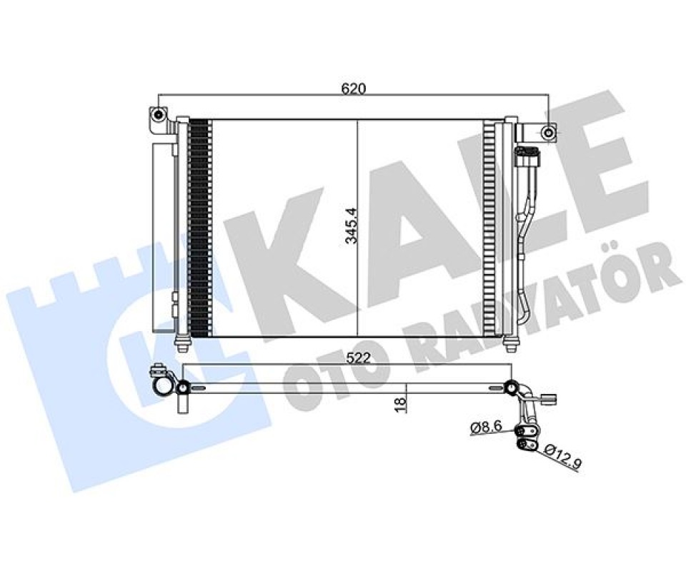 KLİMA RADYATÖRÜ KONDENSER HYUNDAI ACCENT ERA 1.5L CRDi D4FA dizel 06-10 522x345x18