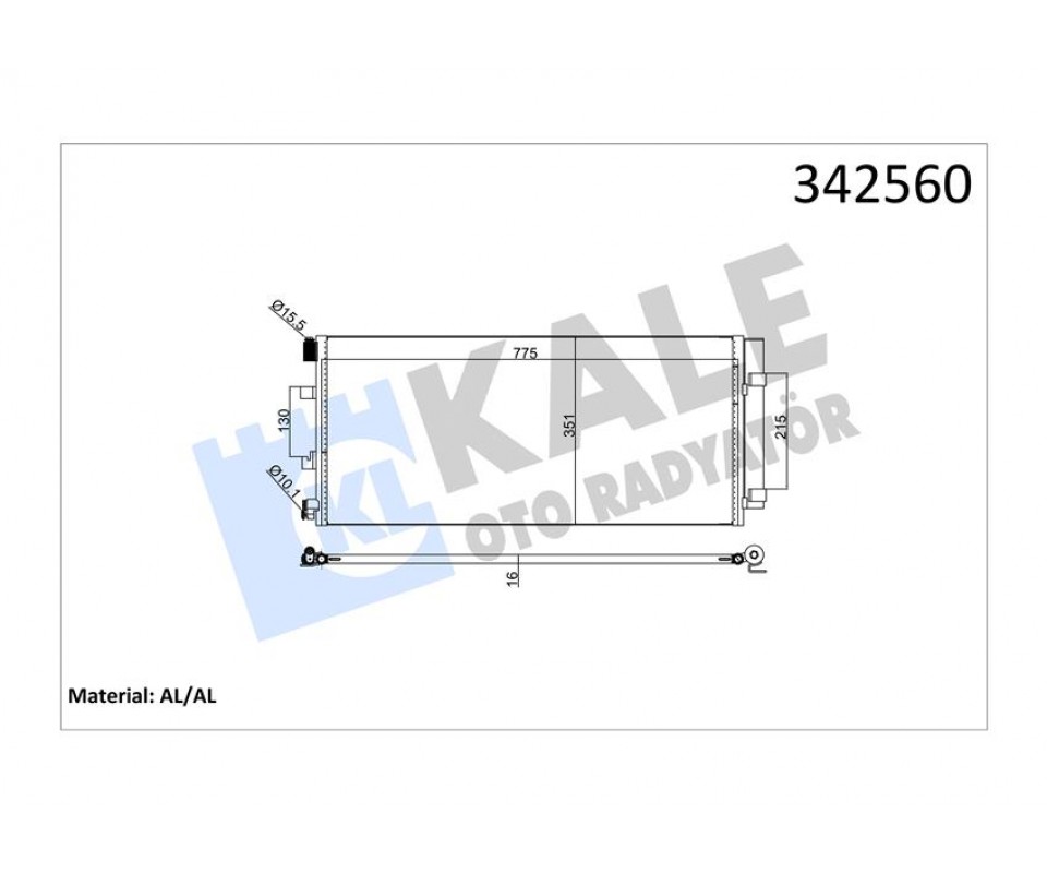 KLİMA RADYATORU KONDENSERİ RENAULT MASTER III 10> OPEL MOVANO B 10> 2.3dCi 775x351x16 ALÜMİNYUM KURUTUCU İLE