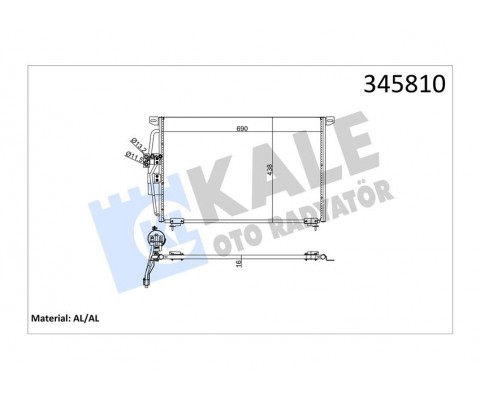 KLİMA RADYATÖRÜ KONDENSERİ OPEL OMEGA B 94>03 665x450x16 AL/AL