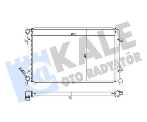 SU RADYATÖRÜ AUDI A3-SEAT ALTEA-LEON-TOLEDO III-SKODA OCTAVIA-YETI-VW CADDY III-EOS-GOLF V-VI-JETTA III-PASSAT-TOURAN 1.4 1.6 2.0 FSI 03 > AT MT AC NAC BRAZING 648x408x26 1K0121251DL-1K0121251AP