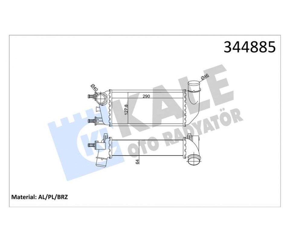 TURBO RADYATÖRÜ INTERCOOLER FIAT 500 1.3 DMTJ 08 > FORD KA 1.3 TDCİ 08 > AL/PL/BRZ