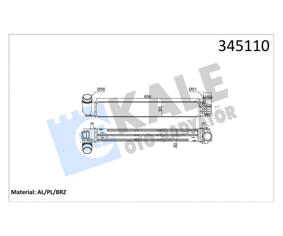 TURBO RADYATÖRÜ INTERCOOLER FLUENCE MGN III-SCENIC III 1.5DCI 09> 657x91x80 110LUK AL/PL/BRZ