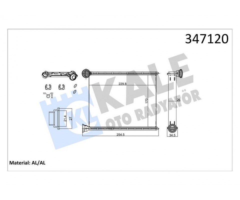 KALORİFER RADYATÖRÜ 308 1.4 16V-1.6 16V 07 > C3 1.4VTI 09 > KİLİMALI-KİLİMASIZ ARAÇLAR İÇİN