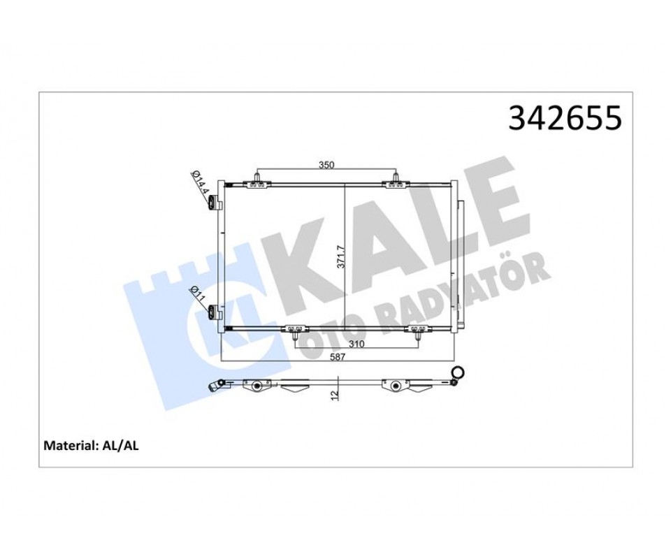 KLİMA RADYATÖRÜ KONDENSERİ P301-CITROEN C-ELYSEE 1.2 VTi-1.6 VTi-1.6 HDİ 11/12 > 587X367X16