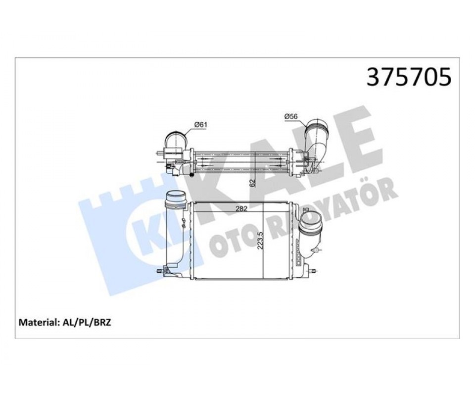 INTERCOOLER NISSAN X-TRAIL 1.6DCI 1.6DCI 4X4 13> BRAZING 282X223.5X62 TURBO RADYATÖRÜ