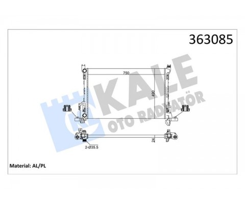 BRAZING VERSİYONU KL356320 RENAULT TRAFIC III JG 1.6/2.0DCI 14 > 115PS - OPEL VIVARO B 1.6CDTI 14 > - FIAT TALENTO 1.6D 16 > AC MT MEKANİK 750X490X24 SU RADYATÖRÜ