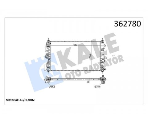 RADYATÖR OPEL ASTRA J 1.7-2.0CDTI 09<15-ZAFIRA C 2.0CDTI 11>CASCADA-CHEVROLET CRUZE 1.7TD 12> AT BR AZING 680X398X26 SU RADYATÖRÜ