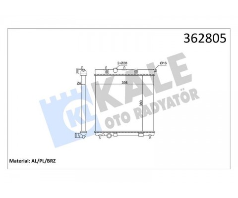 RADYATÖR PEUGEOT 207 1.4-1.6 16V 07<13-208 1.6 1.6GTI 12>CITROEN C3 II-DS3 1.4-1.6 VTI 1.4LPG 09> TU 3JP MT BRAZING 26MM SU RADYATÖRÜ