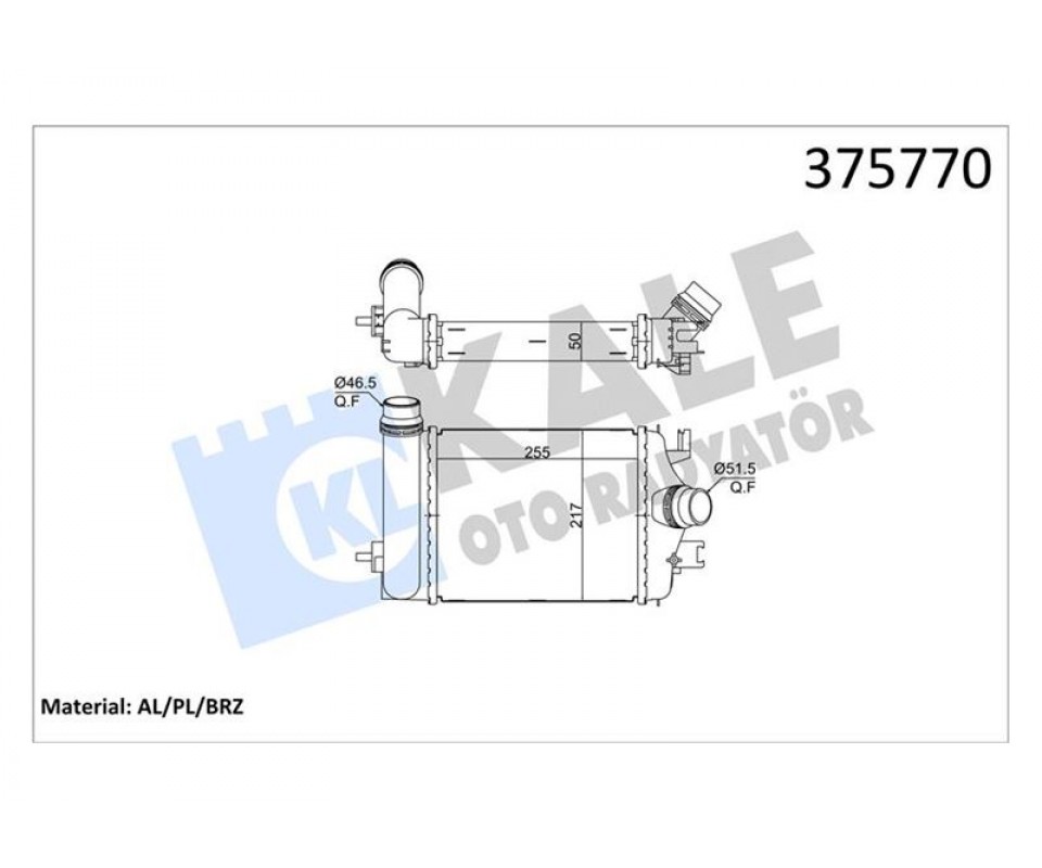 TURBO RADYATÖRÜ INTERCOOLER RENAULT CLIO V 1.0TCE 20 >NISSAN MICRA V BRAZING 255x217x50