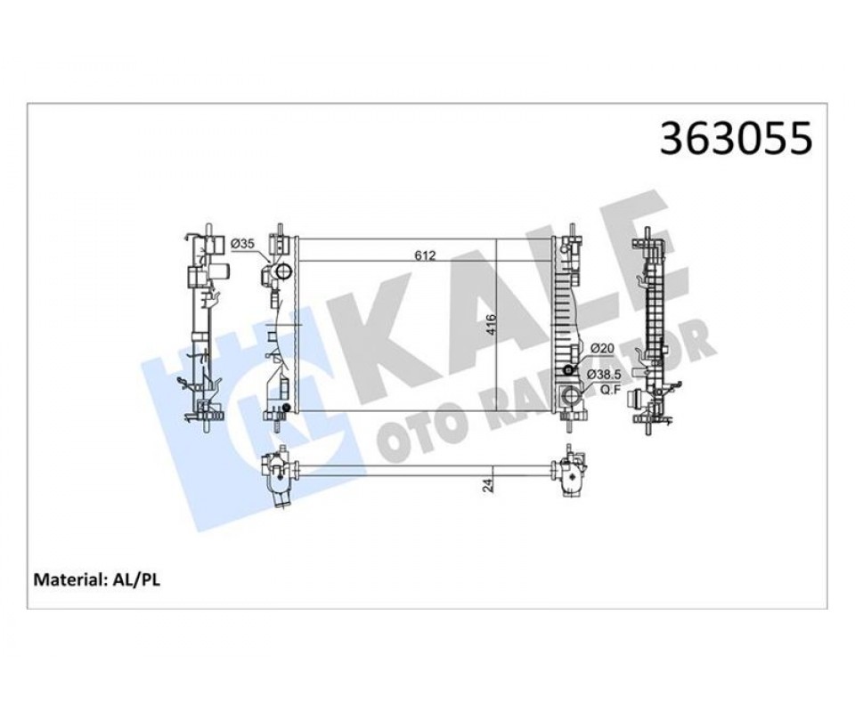 ALFA ROMEO GIULIETTA 940 1.4 TB 10 > AC MT MEKANİK 612X416X24 SU RADYATÖRÜ