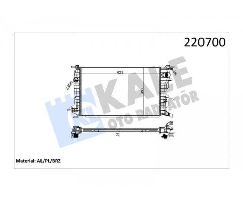 SU RADYATÖRÜ RENAULT FLUENCE 09> MEGANE III 09> 1.5DCI MEKANİK 633X378X32 BRAZING KL220700-0559021AB