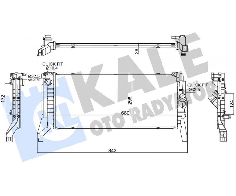 MOTOR SU RADYATORU BMW B37 B47 F40 F44 F45 F46 F48 F39 . MINI F54 F60 15 > COUNTRYMAN F60 16 > MT BRAZING 680X298X26