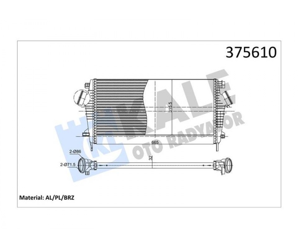 TURBO RADYATÖRÜ INTERCOOLER OPEL INSIGNIA A 1.6 CDTI 15> B16DTH B16DTJ BRAZING 665X315.5X32 OTOMATİK