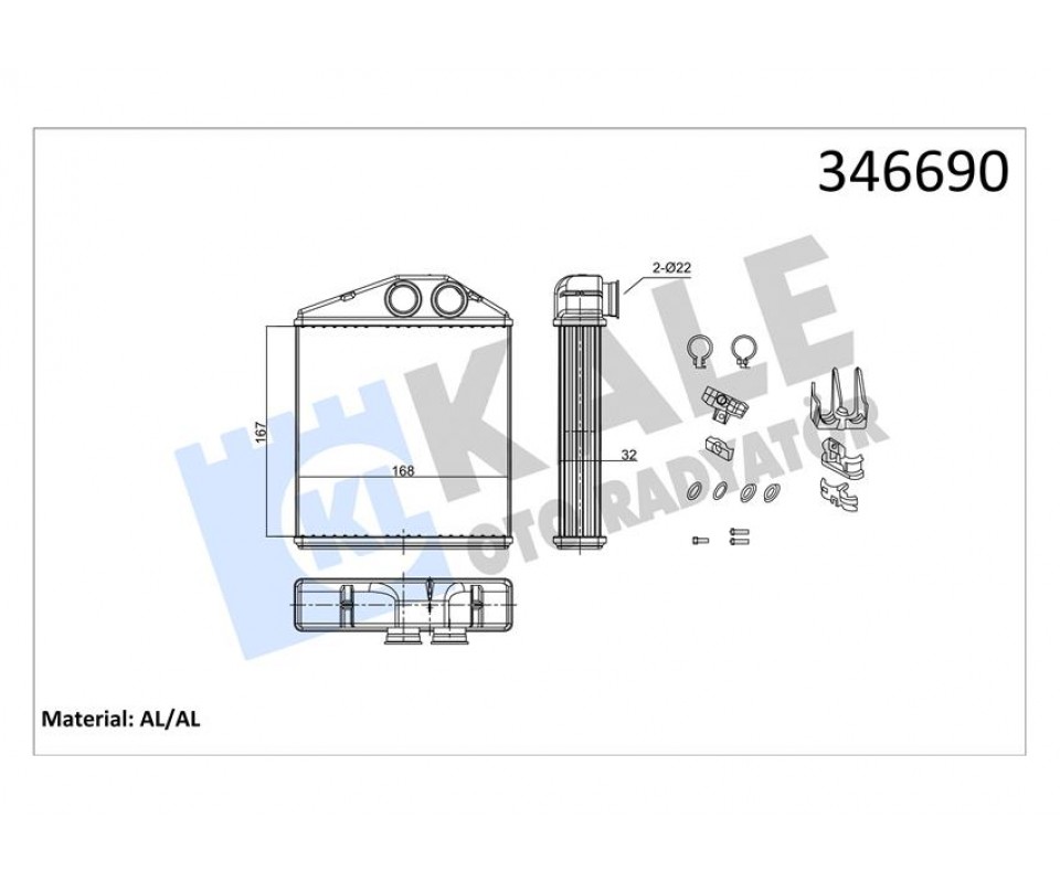 KALORİFER RADYATÖRÜ OPEL CORSA C-COMCO C-TIGRA TWINTOP 1.2-1.4-1.8-1.3CDTI-1.7CDTI 00>