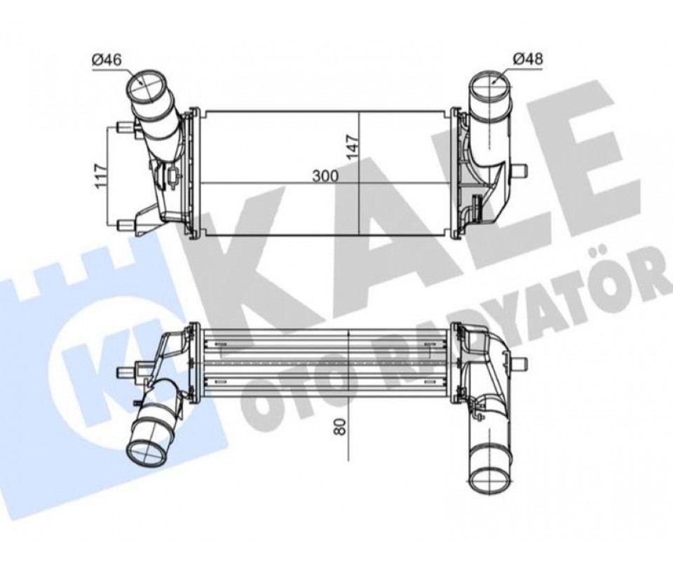 TURBO RADYATÖRÜ FORD FİESTA-ECOSPORT 18> 1.0 ECOBOOST FIESTA VII 17 > 1.0 ECOBOOST AT BRAZING 300X147X80