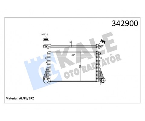 TURBO RADYATÖRÜ INTERCOOLER PASSAT-TIGUAN-SHARAN-ALHAMBRA 2.0TDI 08 > 615X398X32 AL-PL-BRZ