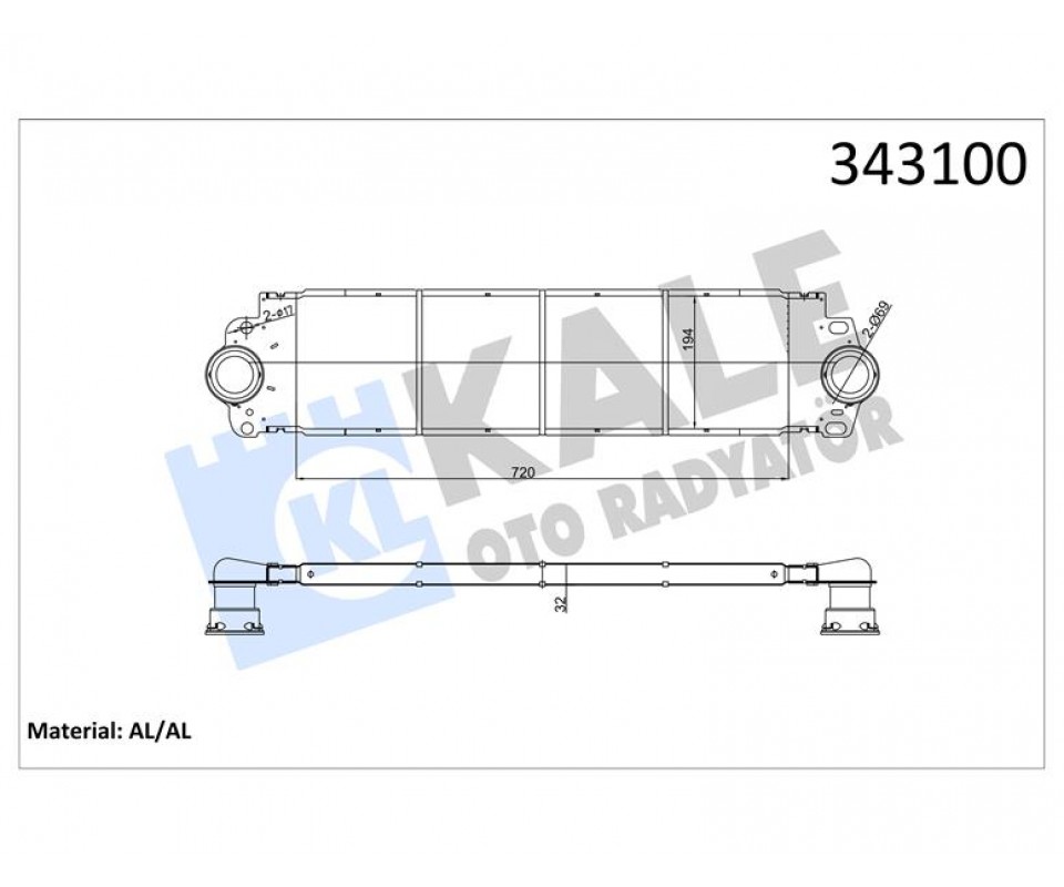 TURBO RADYATÖRÜ INTERCOOLER VW TRANSPORTER T5 AL/PL/BRZ 720x194x27