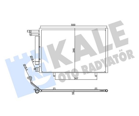 KLİMA RADYATÖRÜ FORD BMAX-FİESTA 08> DİZEL-BENZİNLİ KURUTUCULU 550mm-345mm-16mm 45MM. UZUNLUK: 550