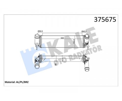 TURBO RADYATÖRÜ INTERCOOLER NISSAN NAVARA NP300 2.3 DCI 15 >MERCEDES X-CLASS 2.3 3.0D 15 > BRAZING 80MM