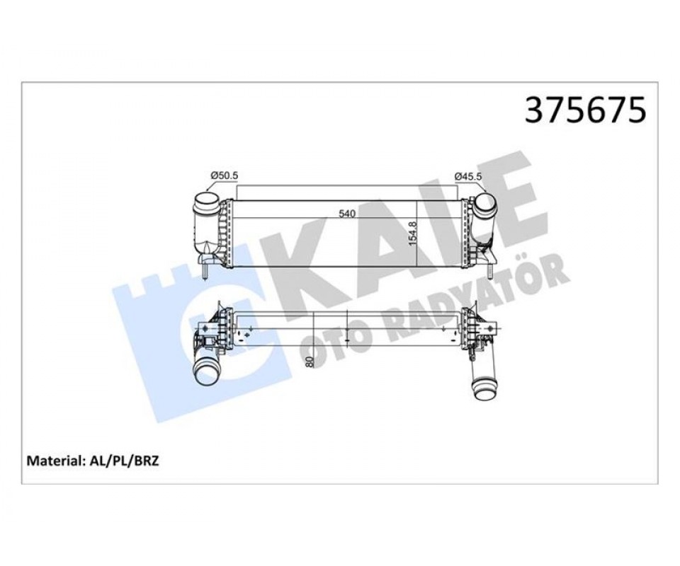 TURBO RADYATÖRÜ INTERCOOLER NISSAN NAVARA NP300 2.3 DCI 15 >MERCEDES X-CLASS 2.3 3.0D 15 > BRAZING 80MM