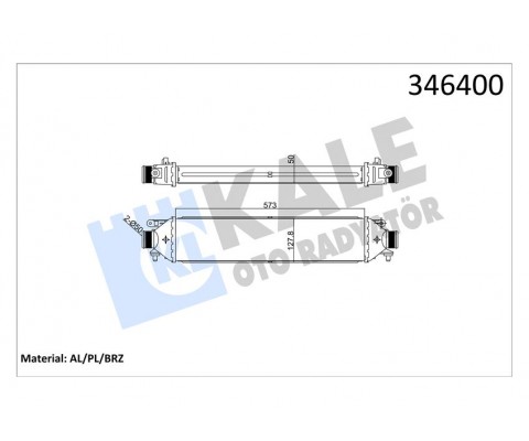 TURBO RADYATÖRÜ INTERCOOLER BRAVO 07>PUNTO 1.4TJET-1.6DMTJ-1.9 DMTJ 05> 199A8.000 572x127x50