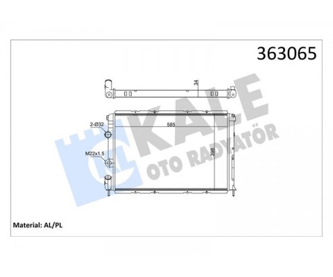 BRAZING VERSİYONU KL128000 RENAULT MEGANE I BA0/1 1.4İ 16V 96<03 MT MEKANİK 585X398X34 SU RADYATÖRÜ