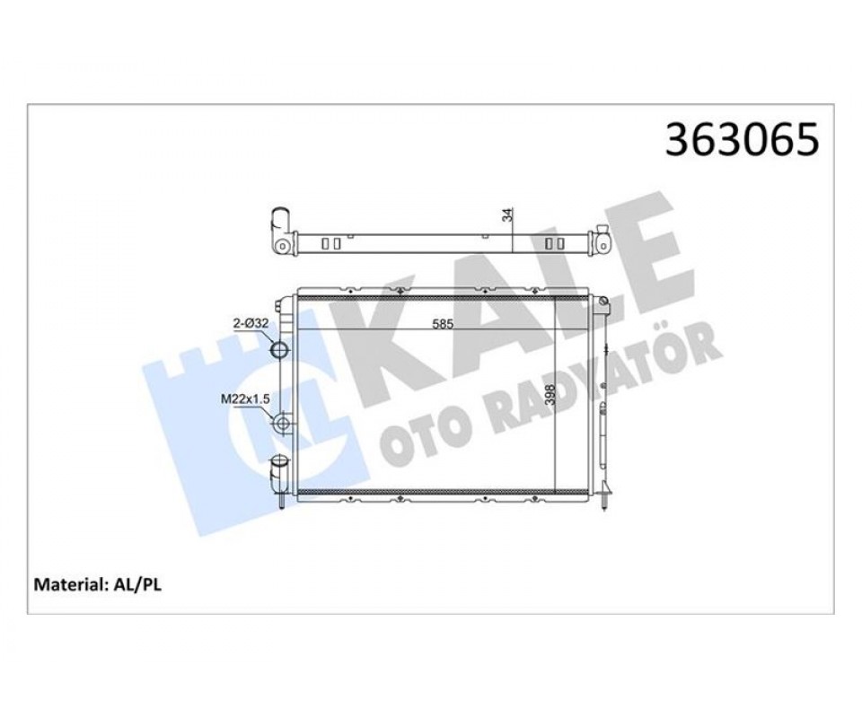 BRAZING VERSİYONU KL128000 RENAULT MEGANE I BA0/1 1.4İ 16V 96<03 MT MEKANİK 585X398X34 SU RADYATÖRÜ