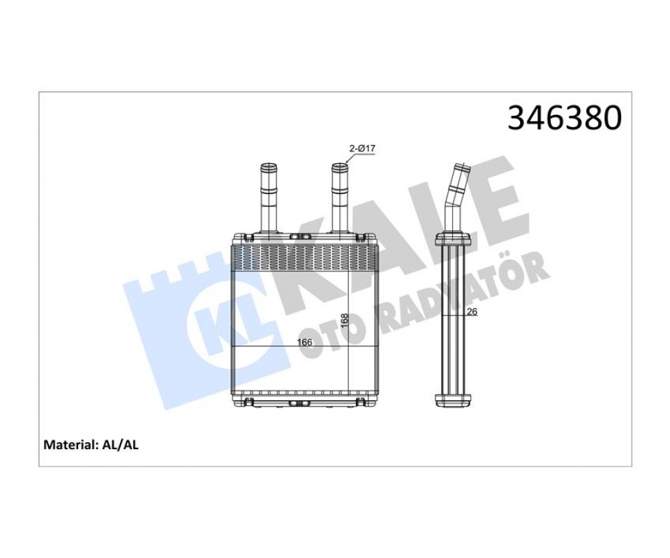 KALORİFER RADYATÖRÜ HYUNDAI ACCENT 1.3L 4G13 95-00 / 1.5L G4EK 95-00 / ADMIRE 1.3L G4EA 01-05 / GETZ 1.3L G4EA 03-05 / 1.5L D3EA CRDi 02-05 - ALEMİNYUM