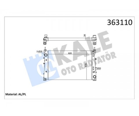 BRAZING VERSİYONU KL195500 FIAT LINEA PUNTO EVO 1.3/1.6 MJTD 1.4TJET 07<12 MT MEKANİK 620X416 X34 SU RADYATÖRÜ