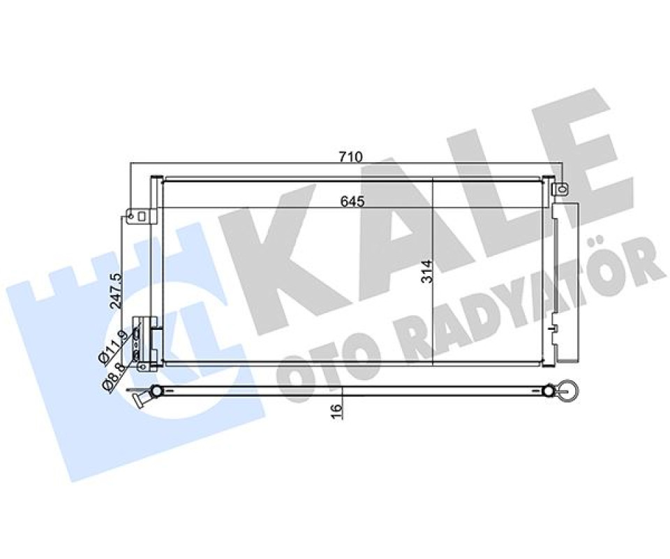 KLIMA RADYATORU OPEL CORSA D-COMBO 06> FIAT GRANDE PUNTO-BRAVO II-LINEA 1.3-1.7 CDTI-MTJ 1.6T AL/AL 625x295x16