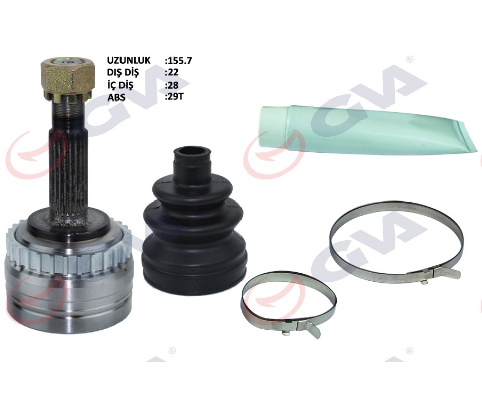 DIŞ AKS KAFASI CORSA B-C 94>06 COMBO B-C 94>11 TIGRA B 04>10 MERIVA A 04>10 ABS Lİ 29 DİŞ 22x28x52 155mm