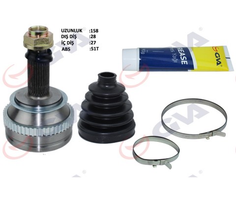 AKS KAFASI DIŞ ÖN SAĞ/SOL MASTER-MOVANO II 2.5D S8U 98-10 ABS Lİ 51DİŞ 28x27x67.1 158mm 51DİŞ 1118mm