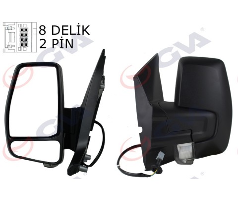 DIŞ DİKİZ AYNASI SOL TRANSİT CUSTOM V362 12> MEKANİK DESENLİ SİNYALLİ KONVEKS