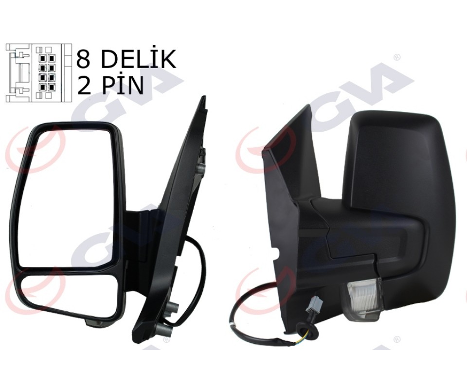 DIŞ DİKİZ AYNASI SOL TRANSİT CUSTOM V362 12> MEKANİK DESENLİ SİNYALLİ KONVEKS