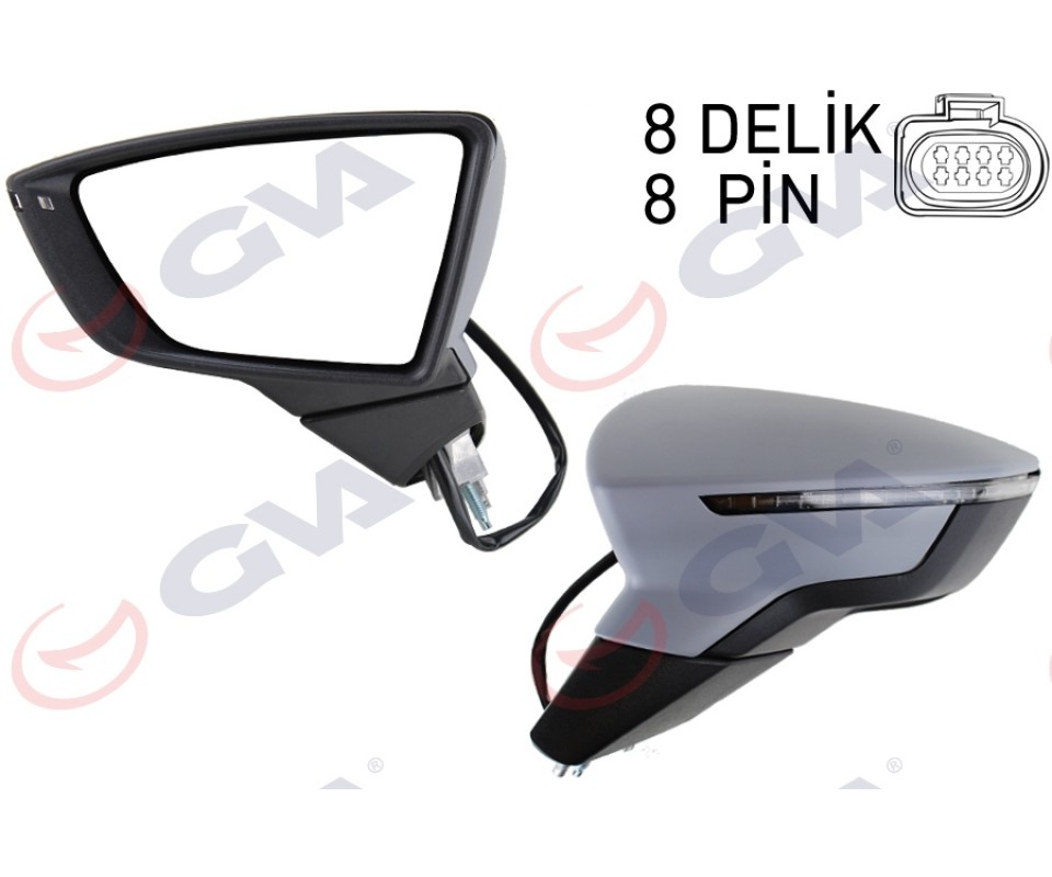DIŞ DİKİZ AYNASI SOL LEON 12> ELEKTRİKLİ KATLANIR ISITMALI SENSÖRLÜ SİNYALLİ ASTARLI KONVEKS VM-367EBL